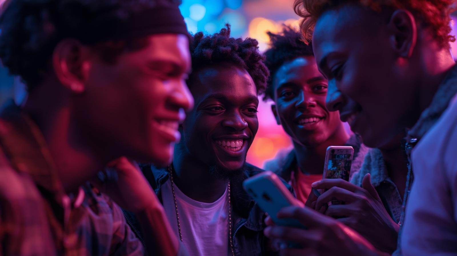 create an image promoting positive social media conversations amongst black teen males